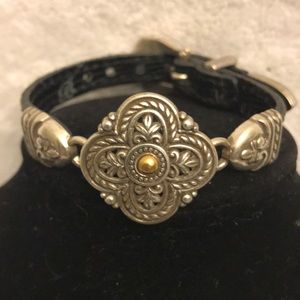 Brighton silver & leather buckle bracelet